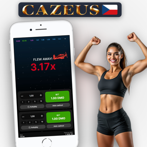 Cazeus Casino Aviator – červené letadlo stoupá po křivce multiplikátoru v crash hře od Spribe