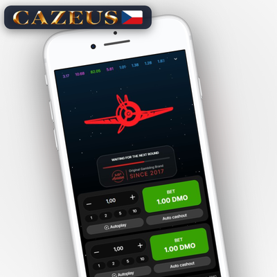 Sloupcový graf s historií multiplikátorů kol Aviator v reálném čase v Cazeus Casino