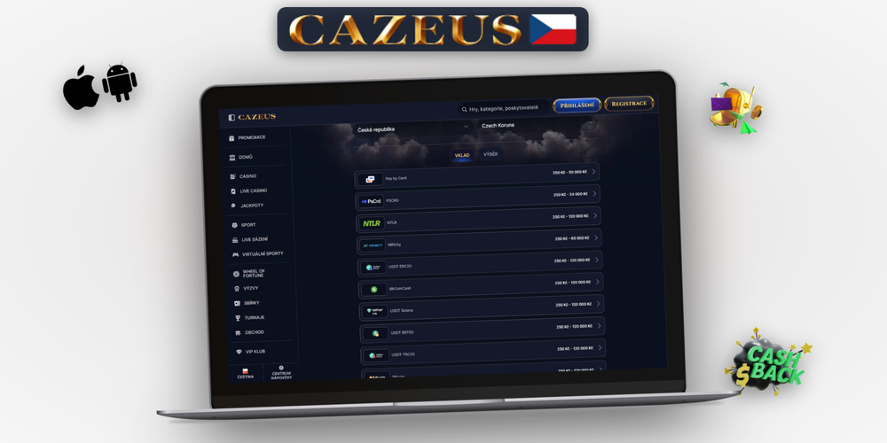 Hráč u notebooku sleduje graf bankrollu a statistiky v Cazeus Casino s kávou po ruce