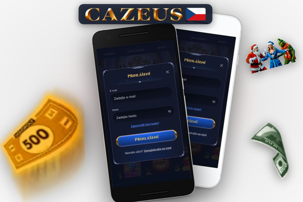 Cazeus Casino CZ registrace e-mailem na mobilu s výběrem měny CZK