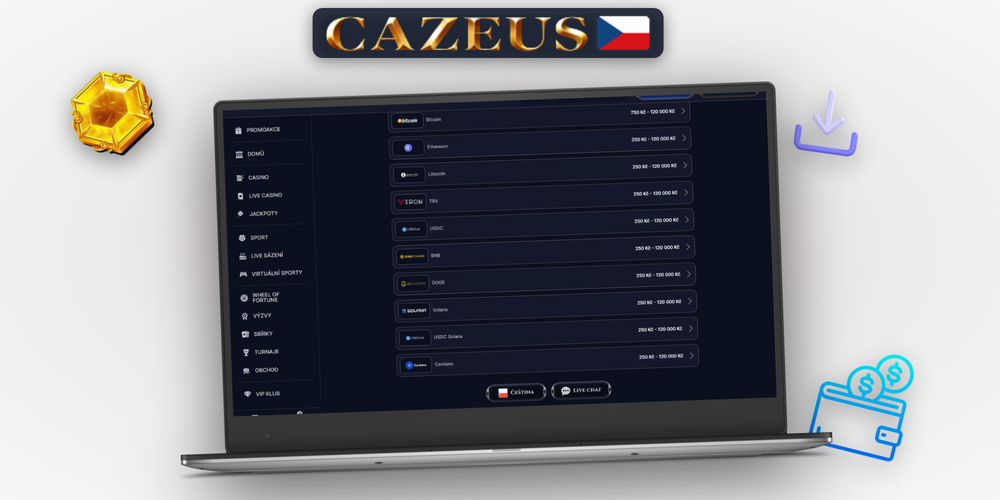 Jak vložit peníze v Cazeus Casino – potvrzení úspěšného vkladu na obrazovce notebooku